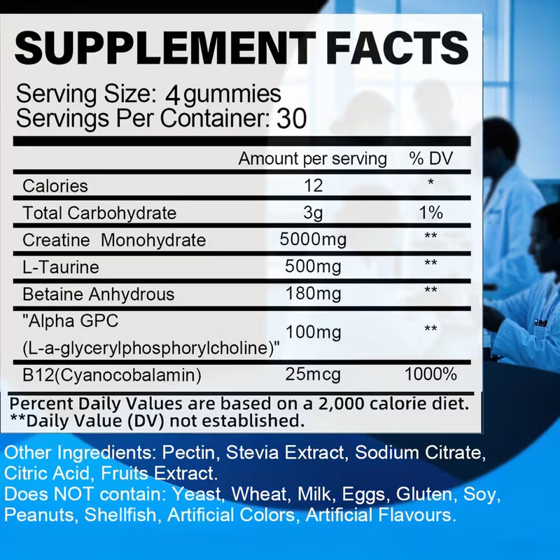 Creatine Monohydrate Gummies - 5000mg Per Serving (120 Gummies)