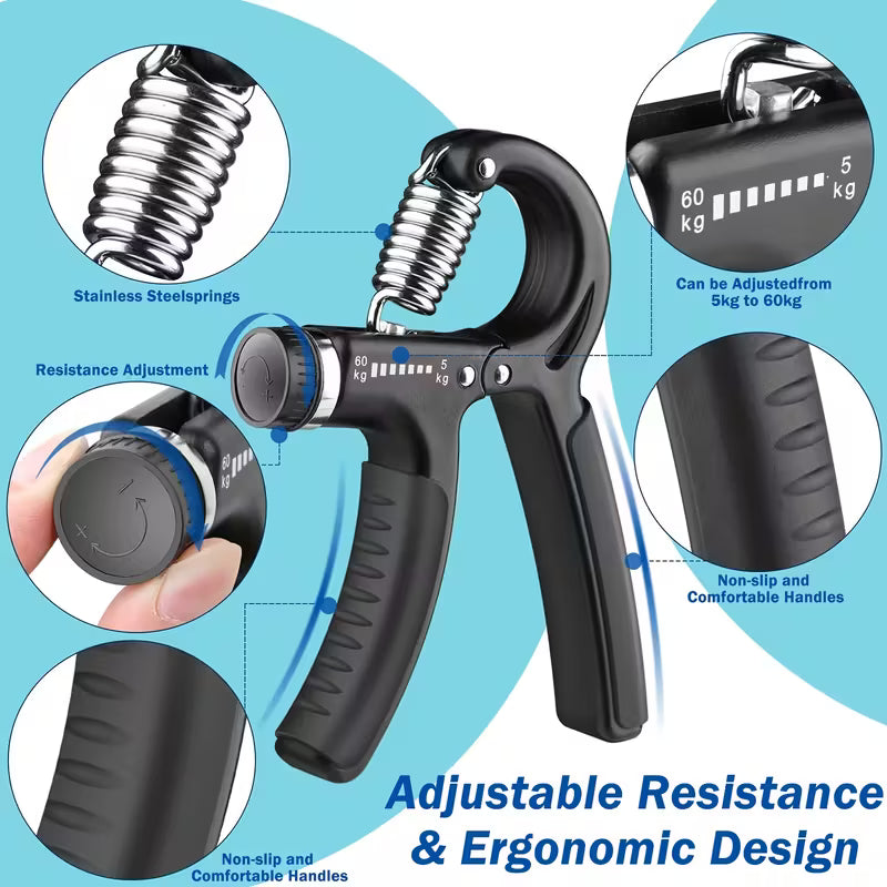 Grip Strength Trainer - Adjustable Hand Strengthener (11-132 lbs)